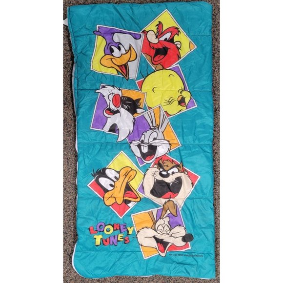 Warner Bros. Other - Vintage 90s Warner Bros Looney Tunes Sleeping Bag 1993 Bugs Taz Daffy Yosemite